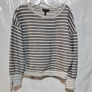 Jessica Simpson Monochrome Striped Crew Neck Sweater